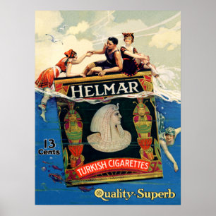 Poster O art deco turco dos cigarros de Helmar adiciona