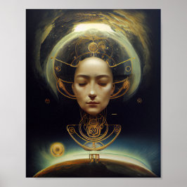 Poster O Astronauta v2 Surreal Science Fiction Art