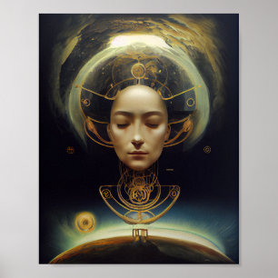 Poster O Astronauta v2 Surreal Science Fiction Art