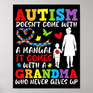 Poster O Autismo Não Vem Com Um Manual Vovó Nunca Desiste