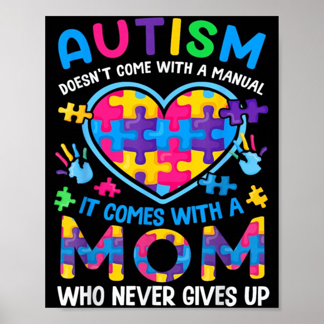 Poster O Autismo Vem com Uma Mãe Conscientização do Autis (Frente)