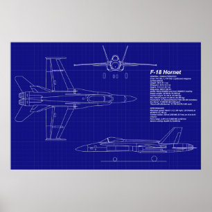 Pôster O avião Blueprints o zangão F-18 de  