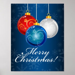 Pôster O azul branco vermelho patriótico Ornaments o