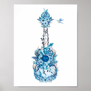 Poster O azul floresce o Ukulele