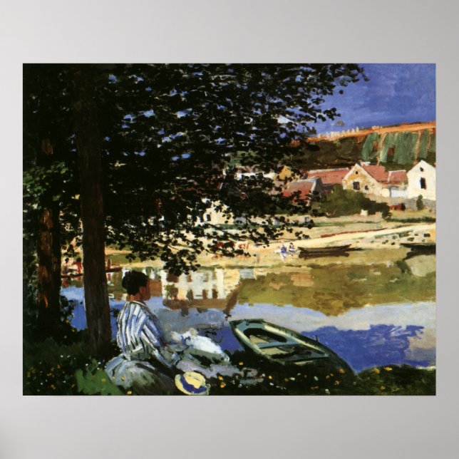 Poster O Banco do Sena, Bennecourt, por Claude Monet (Frente)