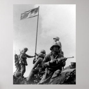 Pôster ø Bandeira que aumenta em Iwo Jima