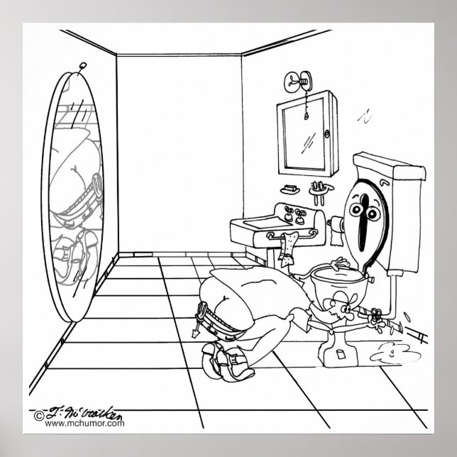 Pôster O banheiro está envergonhado pela rachadura do bum (Frente)