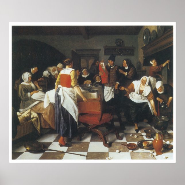 Pôster O Banquete de Natal, 1664 Jan Steen (Frente)