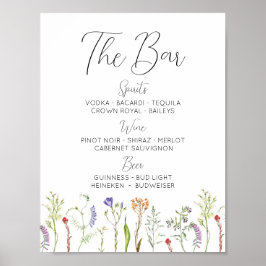 Poster O Bar Casamento de Flores Selvagens Floral Ditsy