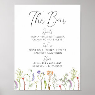 Poster O Bar Casamento de Flores Selvagens Floral Ditsy