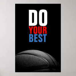 Poster O basquete branco preto faz o seu melhor inspirado