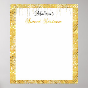 Poster O bastão Dourado Mitzvah do doce dezesseis do