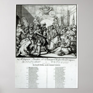 Poster O bebê da bandeja de aquecimento, c.1688
