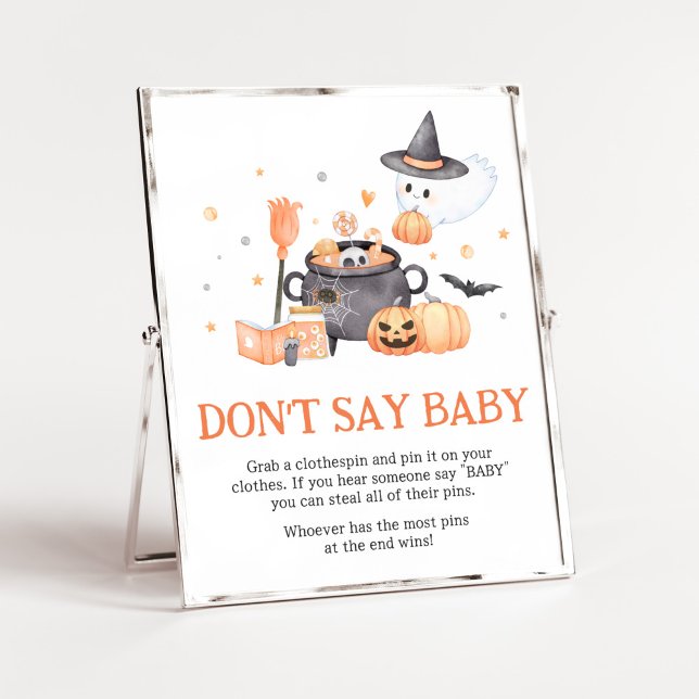 Poster O bebê está a fazer laranja Não diga amor (Baby is Brewing Baby Shower Don't Say Baby Sign)