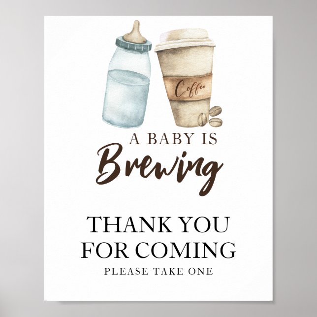 Poster O bebê está preparando café Obrigada por vir (Frente)