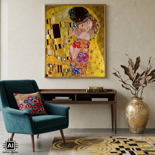 Pôster O Beijo de Gustav Klimt, Vintage Art Nouveau
