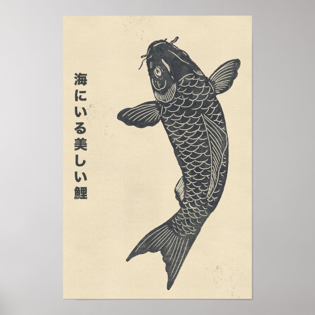 Poster o belo peixe koi no mar (Frente)