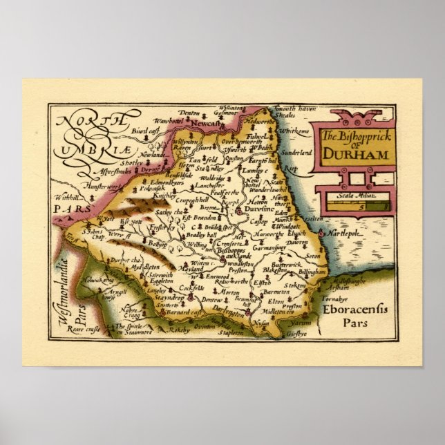 Poster O Bishopprick do Condado de Durham, Inglaterra (Frente)