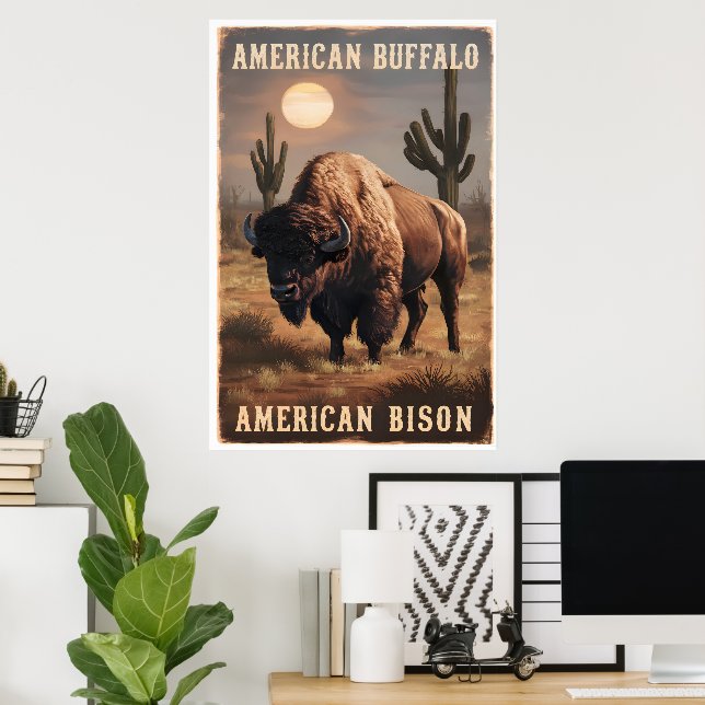 Poster O bison americano fica no deserto (Escritório em casa)