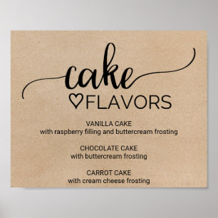 Poster O bolo de casamento simples da caligrafia de Kraft
