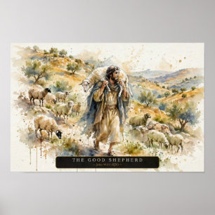 Poster O Bom Pastor — Aquarela Solta