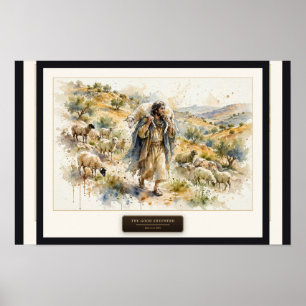 Poster O Bom Pastor — Aquarela Solta