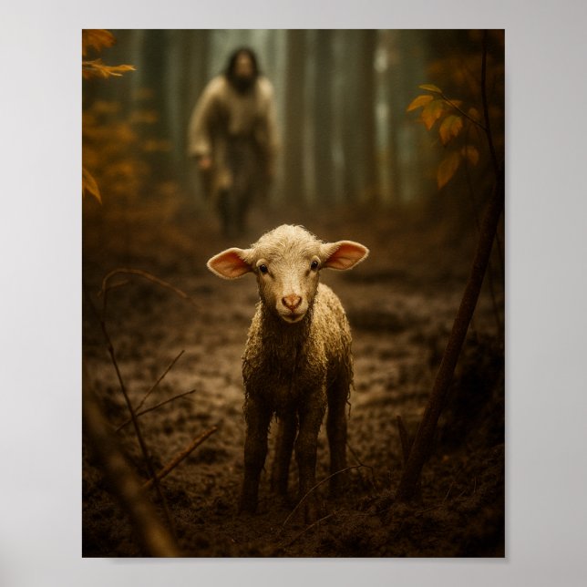 Poster O Bom Pastor e a Ovelha Perdida – Jesus & Cordeiro (Frente)