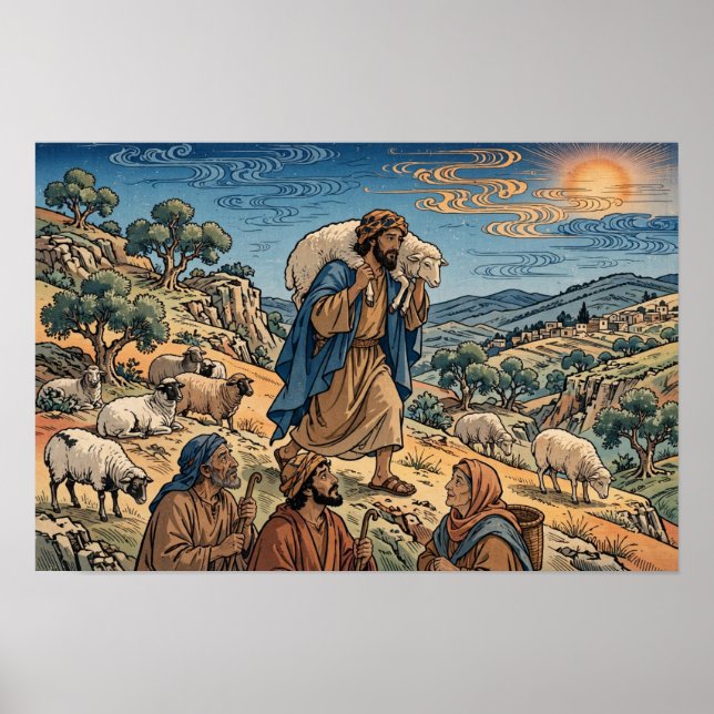 Poster O Bom Pastor - Ukiyo-e (Frente)