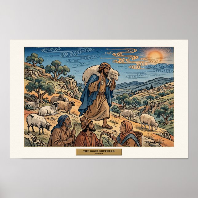 Poster O Bom Pastor — Ukiyo-e (Frente)