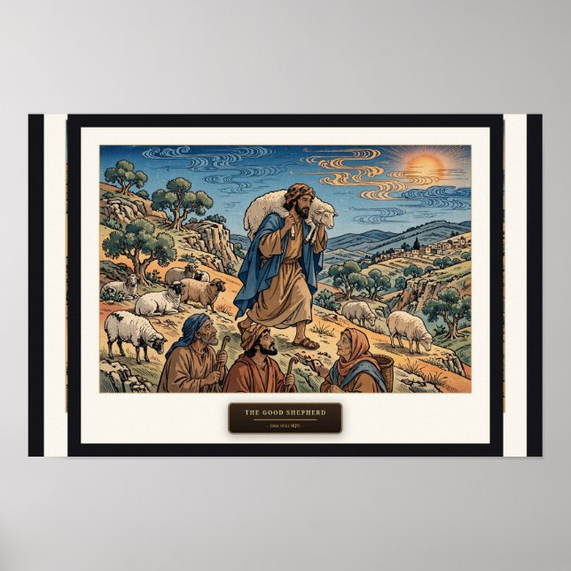 Poster O Bom Pastor — Ukiyo-e (Frente)