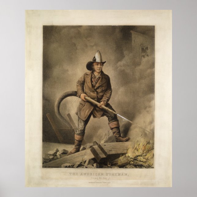 Pôster O Bombeiro Americano: Enfrentando o Inimigo (1858) (Frente)
