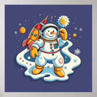O boneco de neve no natal espacial
