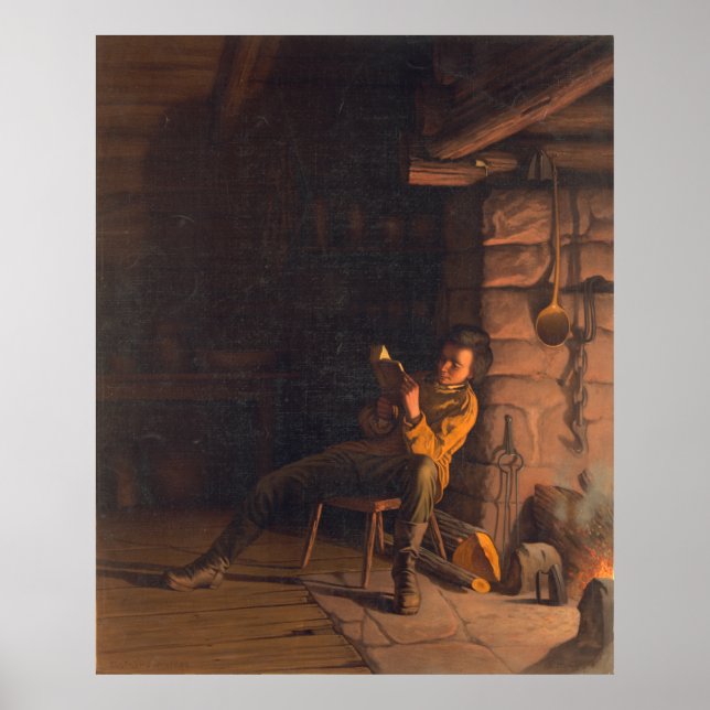 Poster O Boyhood of Lincoln An night in the log hut (Frente)