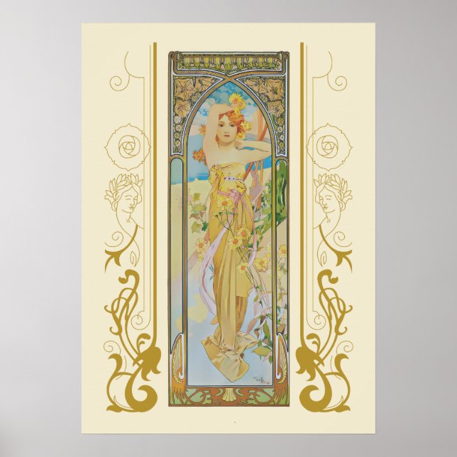 Poster O brilho do dia por Alphonse Mucha (Frente)
