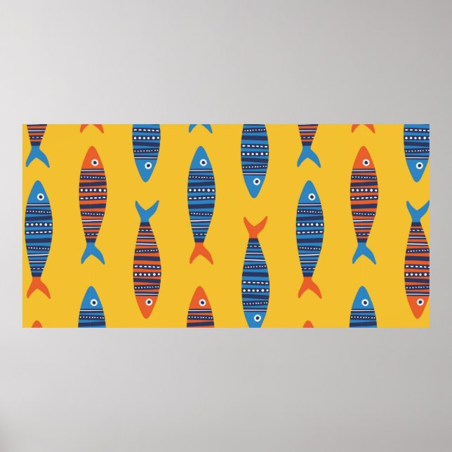 Poster O brilho dobra um padrão perfeito. Mão de mar dese (Frente)