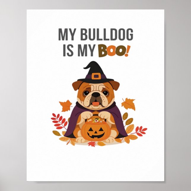 Poster O Buldogue Halloween O Meu Buldogue É O Meu Boo Do (Frente)