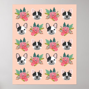 Pôster O Bulldog Francês Encara Uma Arte De Cão Floral
