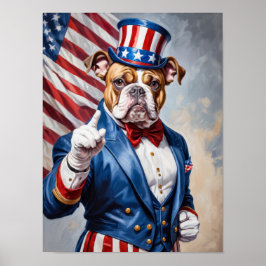 Poster O Bulldog Patriótico no Tio Sam pose