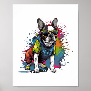 Poster O Cachorro Bulldog Francês Pug para um Proprietári