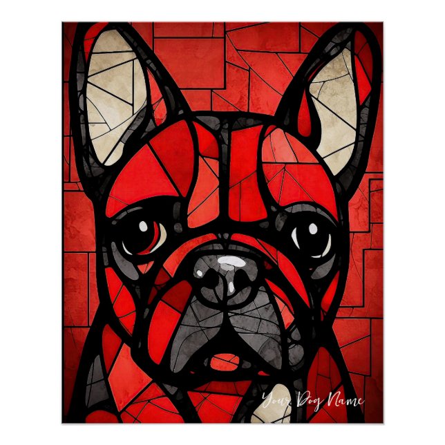 Pôster O Cachorro Bulldog Francês, Vermelho e Negro 002 - (Frente)