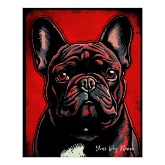 Pôster O Cachorro Bulldog Francês, Vermelho e Negro 004 -
