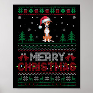 Poster O Cachorro De Whippet Abata Noel Hree Luzes De Árv