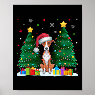 Poster O Cachorro De Whippet Abraça Santa Hat Suor De Nat