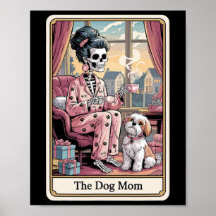 Poster O Cachorro Mãe Esqueleto Tarot Card Engraçado Pet