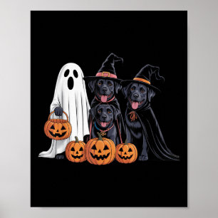 Poster O Cachorro Negro do Halloween Labrador Amava Pumpk