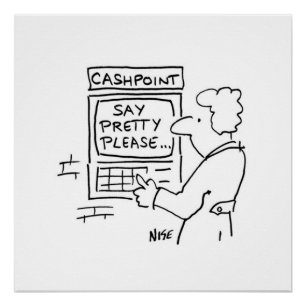 Pôster O caixa ATM mostra uma mensagem pedindo ao usuário