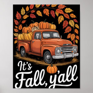 Poster O Caminhão de Pumpkin de outono Árvore de outono A
