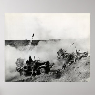 Pôster O caminhão marinho de WWII E.U. montou foguetes,