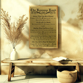 Pôster O Caminho Romanos Oração do Pecador Dourado Preto