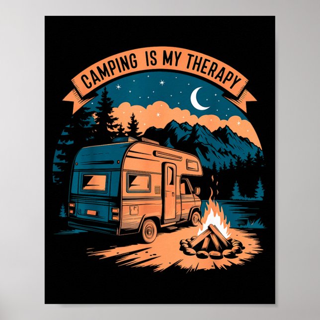 Poster O camping é minha terapia (Frente)